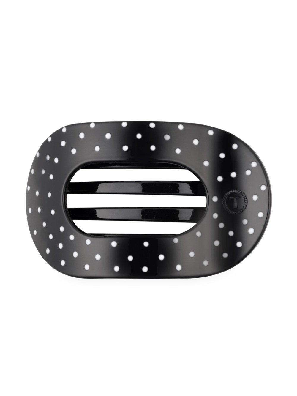 TELETIES Black Polka Dot Party Medium Flat Round Hair Clip